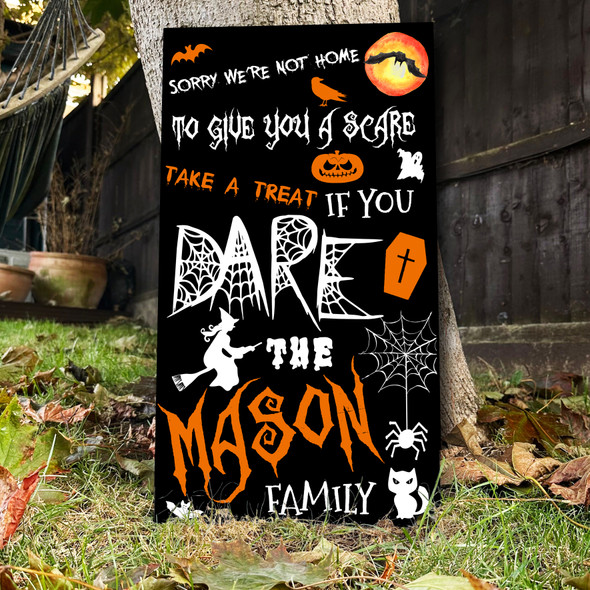 Trick Treaters Help Yourself Take Treat Black Orange Personalised Halloween Sign