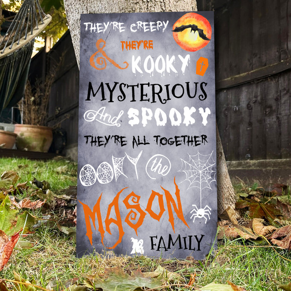 Addams Family Song Kooky Spooky Blue Grey Personalised Decoration Halloween Sign