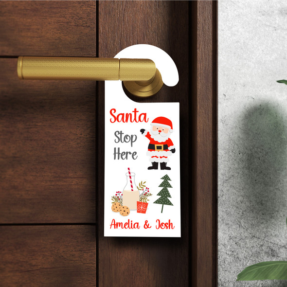 Personalized Santa Stop Here Milk Christmas Personalised Bedroom Door Hanger