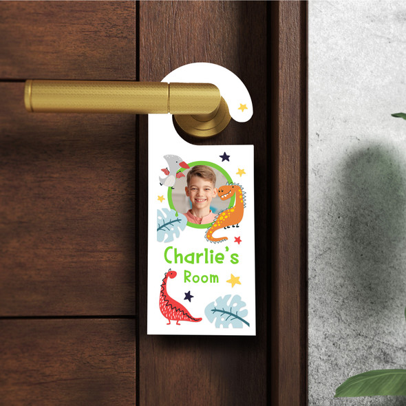 Personalized Dinosaur Kids Childs Bedroom Boy Photo Personalised Door Hanger