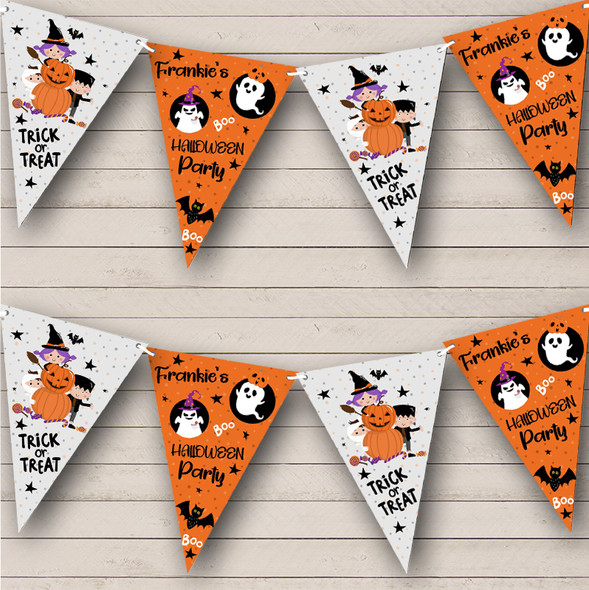 Pumpkin Witches Kids Ghosts Personalised Decor Banner Halloween Party Bunting