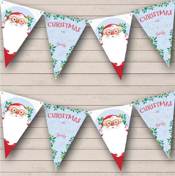 Santa Claus Glasses Christmas Floral Personalised Christmas Decoration Bunting