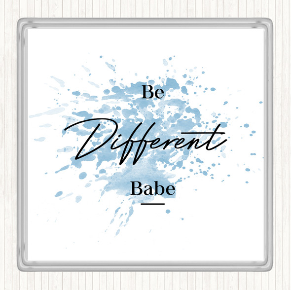 Blue White Be Different Inspirational Quote Coaster