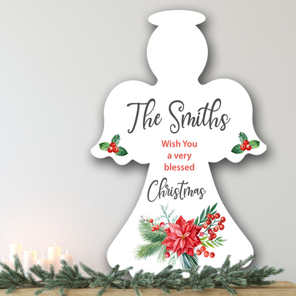 Watercolour Floral Personalised Angel Decoration Christmas Indoor Outdoor Sign