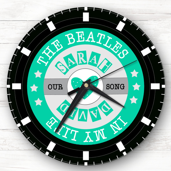 Mint Green Vinyl Record Any Song  Custom Gift Personalised Clock