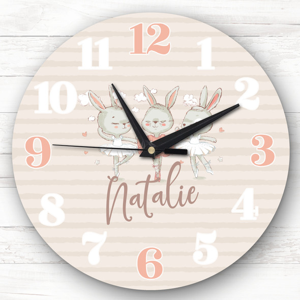 Cute Ballet Bunnies Ballerina Girl's Room Custom Gift Personalised Clock