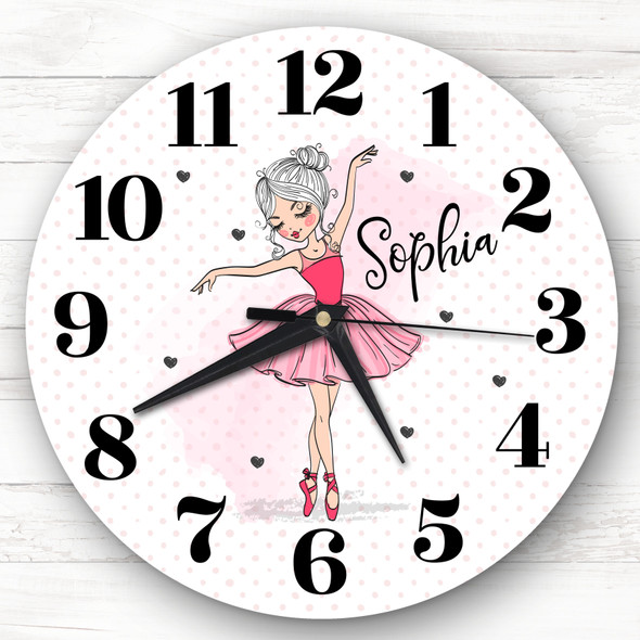 Pink Ballet Ballerina Dancer Girls Room Custom Gift Personalised Clock