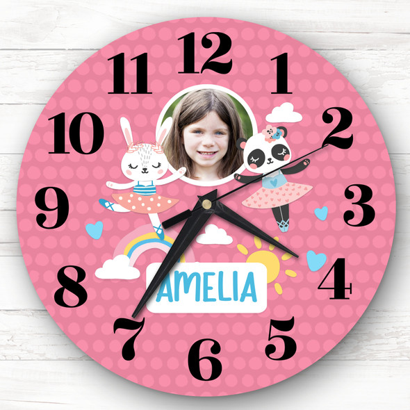 Girls Room Ballet Pink Ballerina Photo Custom Gift Personalised Clock