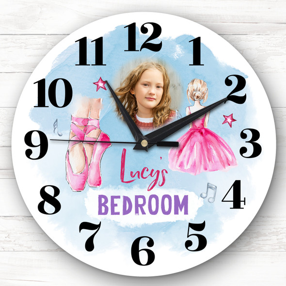 Girls Room Blue Ballerina Ballet Photo Custom Gift Personalised Clock