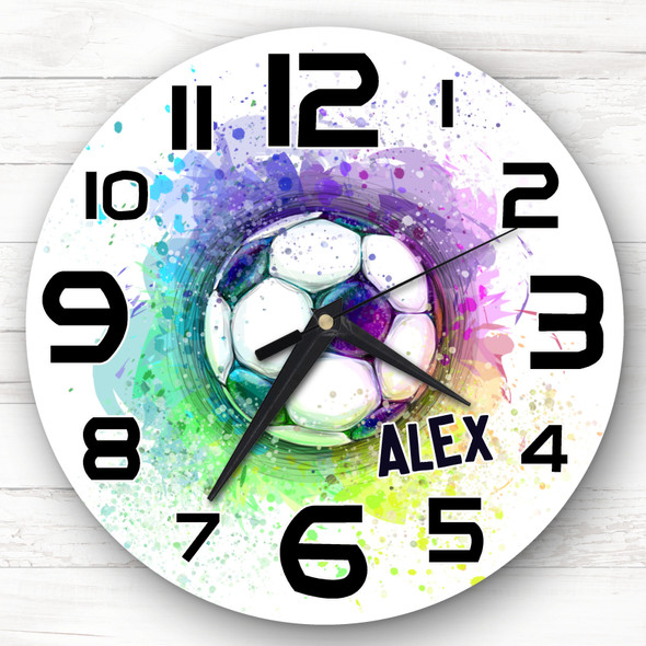 Splash Effect Football Boys Girls Room Custom Gift Personalised Clock
