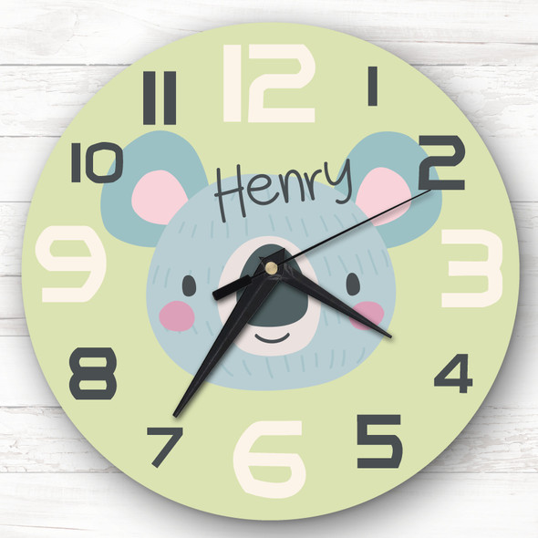 Kids Baby Boys Room Cute Koala Face Custom Gift Personalised Clock