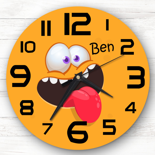 Funny Orange Tongue Monster Face Custom Gift Personalised Clock
