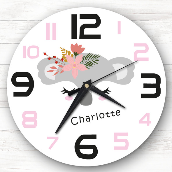 Kids Girls Room Cute Koala Face Custom Gift Personalised Clock