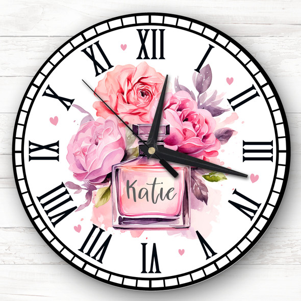 Perfume Name Floral Girls Room Custom Gift Personalised Clock