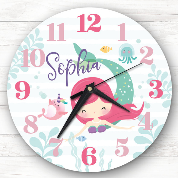 Pretty Cute Mermaid Girls Room Custom Gift Personalised Clock