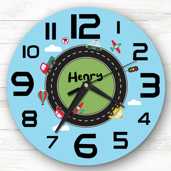 Cars Road Transport Boys Room Custom Gift Personalised Clock