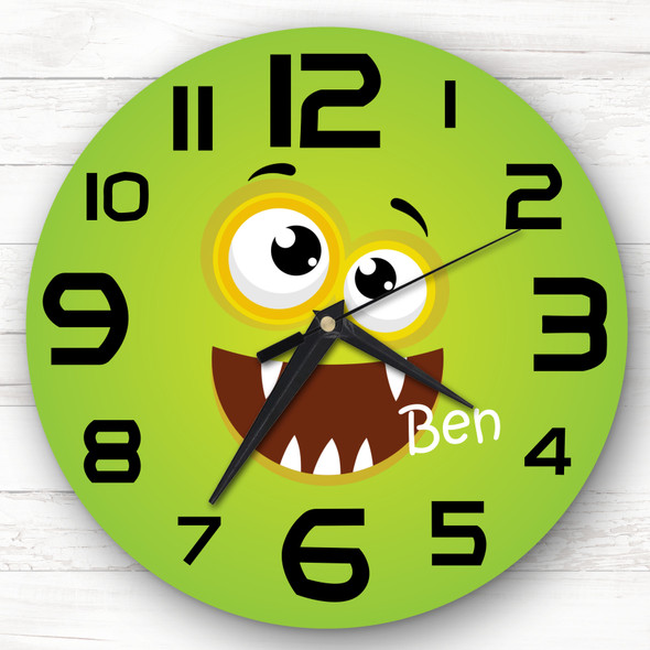 Green Funny Monster Boys Room Custom Gift Personalised Clock