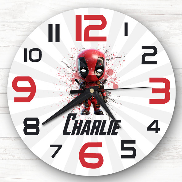 Baby Deadpool Superhero Boys Room Custom Gift Personalised Clock