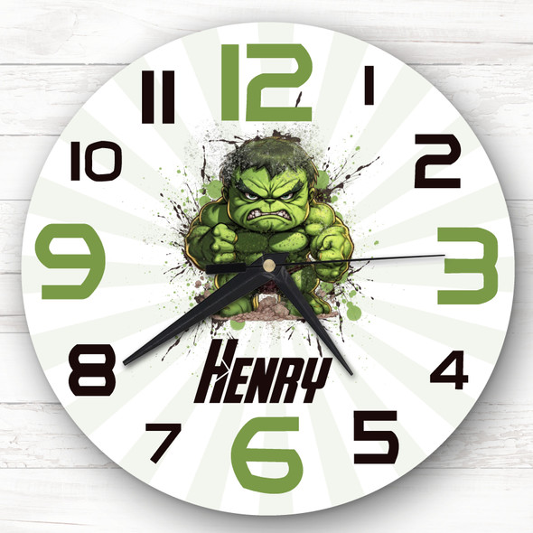 Baby Hulk Superhero Boys Room Custom Gift Personalised Clock