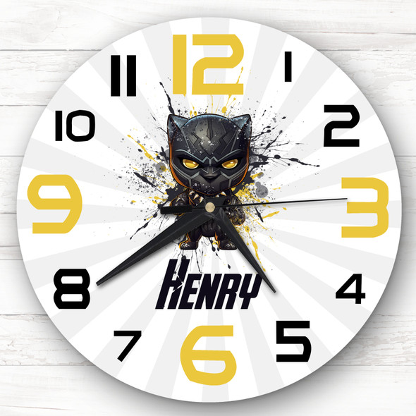 Baby Black Panther Superhero Boys Room Custom Gift Personalised Clock