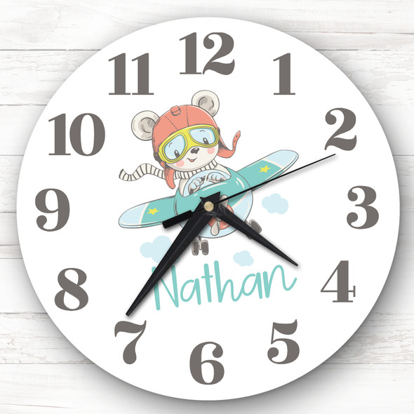 Flying Babys Nursery Bear Custom Gift Personalised Clock