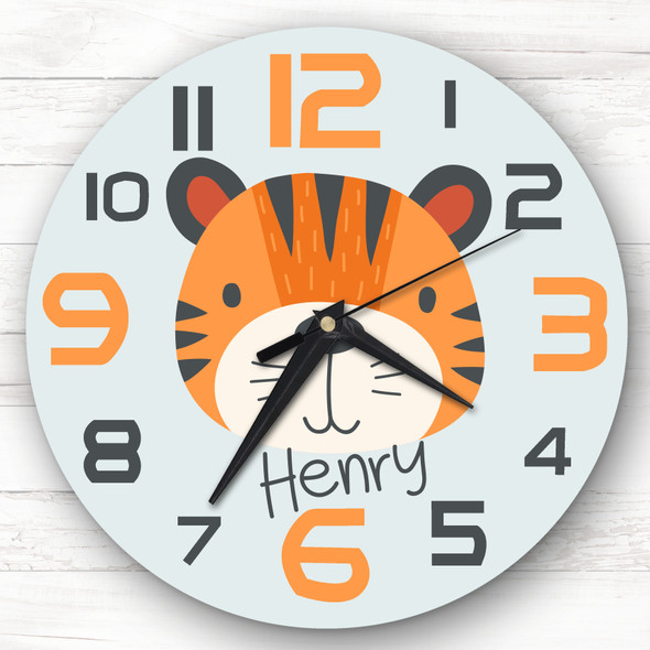 Kids Room Cute Tiger Face Custom Gift Personalised Clock