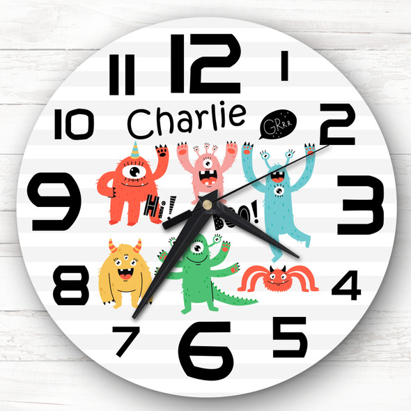 Happy Monsters Kids Room Custom Gift Personalised Clock