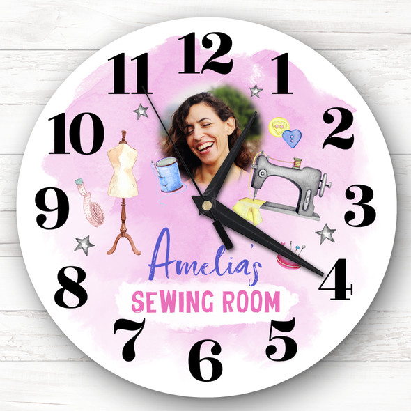 Girls Sewing Room Photo Custom Gift Personalised Clock