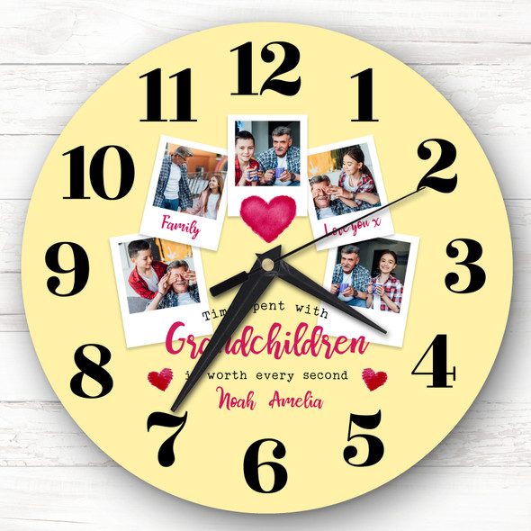 Time With Grandchildren Photo Yellow Personalised Gift Personalised Clock
