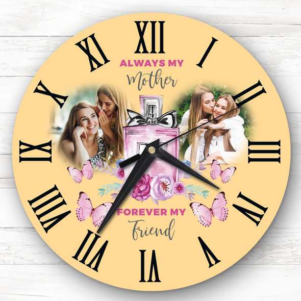 Mother Photo Perfume Flowers Yellow Personalised Gift Personalised Clock