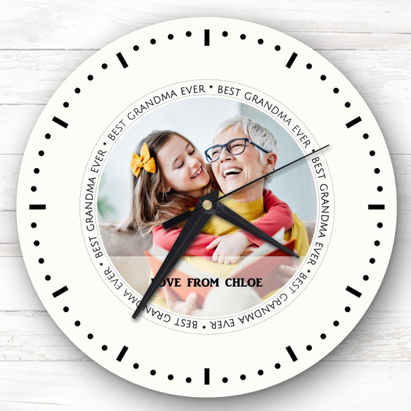 Best Grandma Ever Circle Photo Personalised Gift Personalised Clock