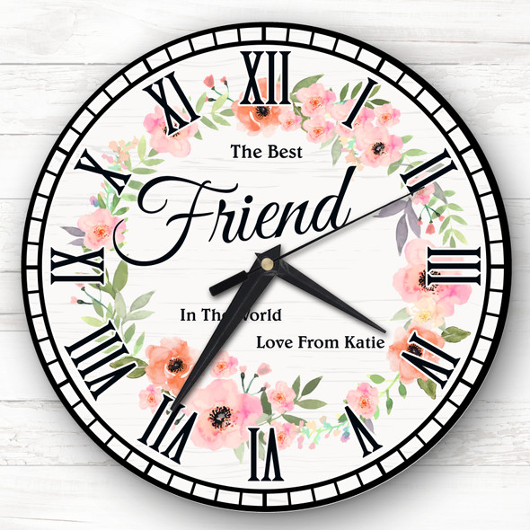 Best Friend Floral Wreath Personalised Gift Personalised Clock