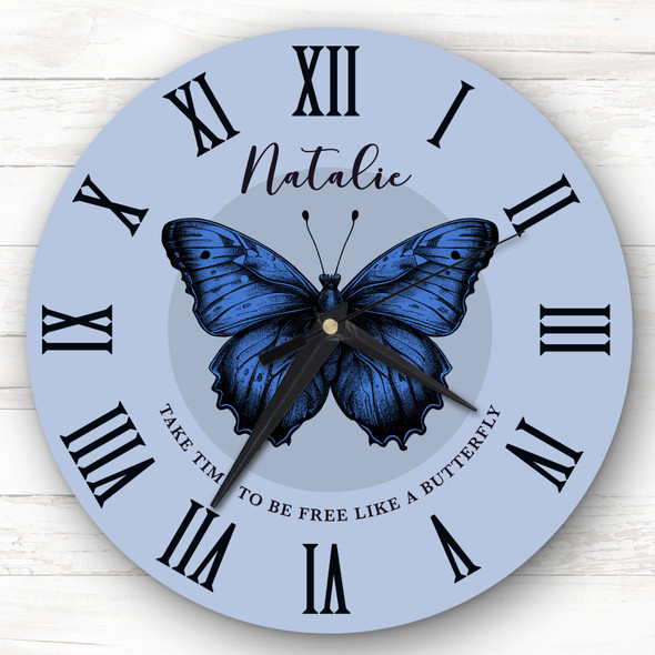 Blue Butterfly Be Free Personalised Gift Personalised Clock
