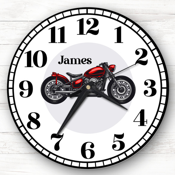 Red Motorbike Personalised Gift Personalised Clock