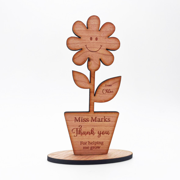 Wood Thank You Teacher Flower In Pot End Of Year Keepsake Personalised Gift Wood Thank You Teacher Flower In Pot End Of Year Keepsake Personalised Gift