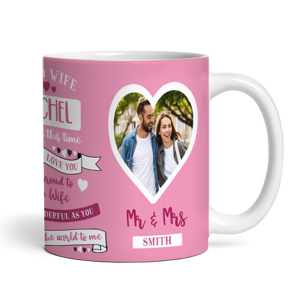 Gift For Wife Pink Photo Hearts Tea Coffee Personalised Mug