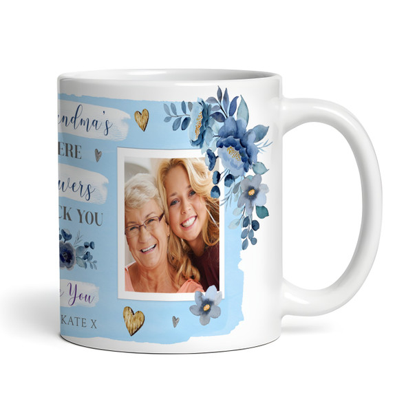Grandma Gift Blue Flowers Photo Tea Coffee Personalised Mug