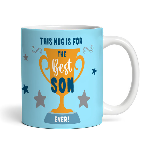Best Son Gift Trophy Photo Blue Tea Coffee Personalised Mug