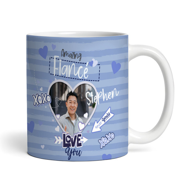 Amazing Fiancé Gift Blue Heart Photo Frame Tea Coffee Cup Personalised Mug