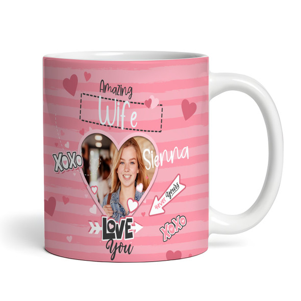 Amazing Wife Gift Pink Heart Photo Frame Tea Coffee Cup Personalised Mug