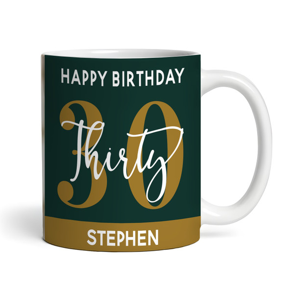 30th Birthday Photo Gift For Him Green Gold Tea Coffee Cup Personalised Mug