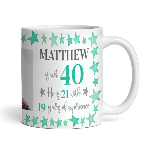 40th Birthday Gift For Him Green Star Photo Tea Coffee Cup Personalised Mug