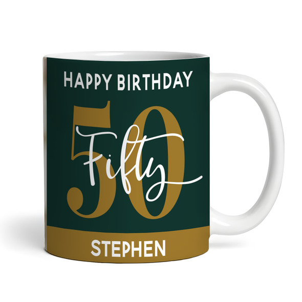 50th Birthday Photo Gift For Him Green Gold Tea Coffee Cup Personalised Mug