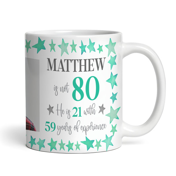 80th Birthday Gift For Him Green Star Photo Tea Coffee Cup Personalised Mug