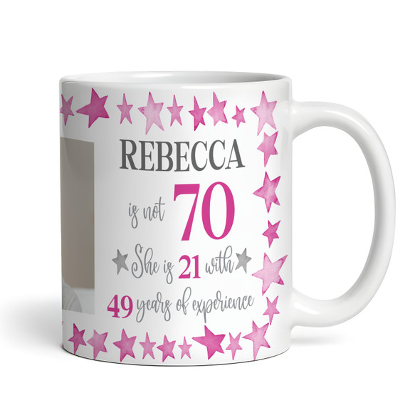 70th Birthday Gift For Her Pink Star Photo Tea Coffee Cup Personalised Mug