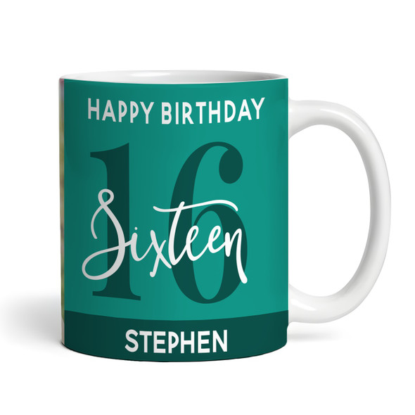 16th Birthday Photo Gift For Him Green Tea Coffee Cup Personalised Mug