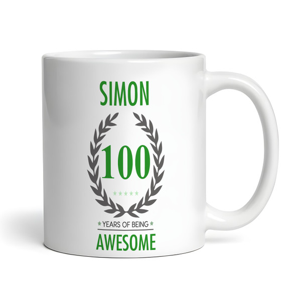 100th Birthday Gift For Man Green Male Mens Birthday Present Personalised Mug