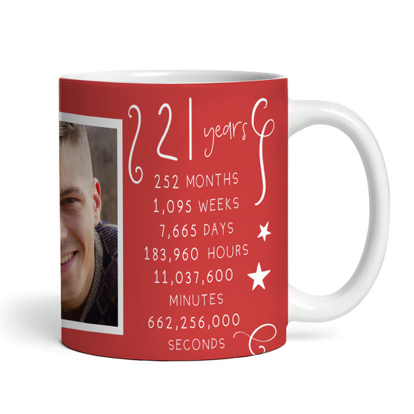 21st Birthday Gift For Teenager Red Photo Mins Seconds Personalised Mug