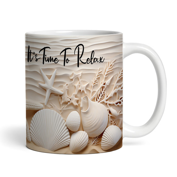 Sea Shells Beach Theme Time To Relax Tea Coffee Cup Custom Gift Personalised Mug