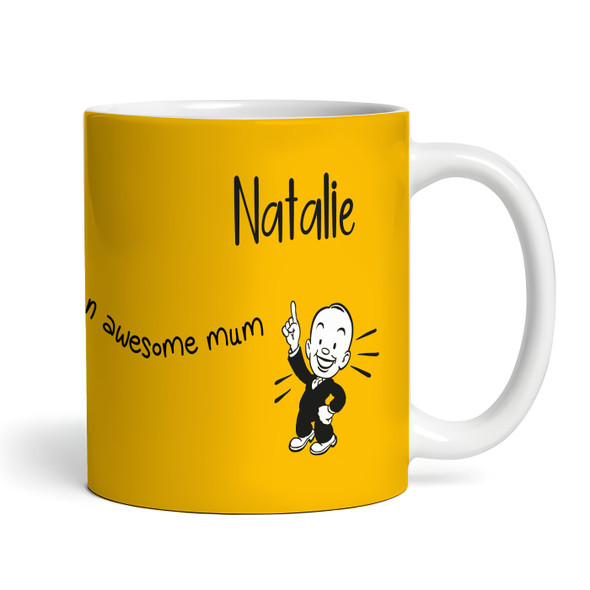 This Belongs To An Awesome Mum Gift Yellow Retro Man Tea Coffee Personalised Mug